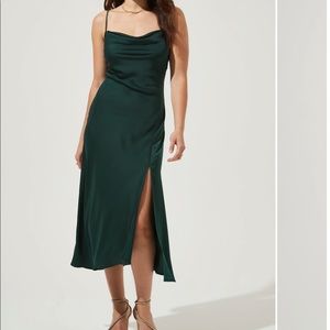 ASTR The Label Green Gaia Midi Slip Dress